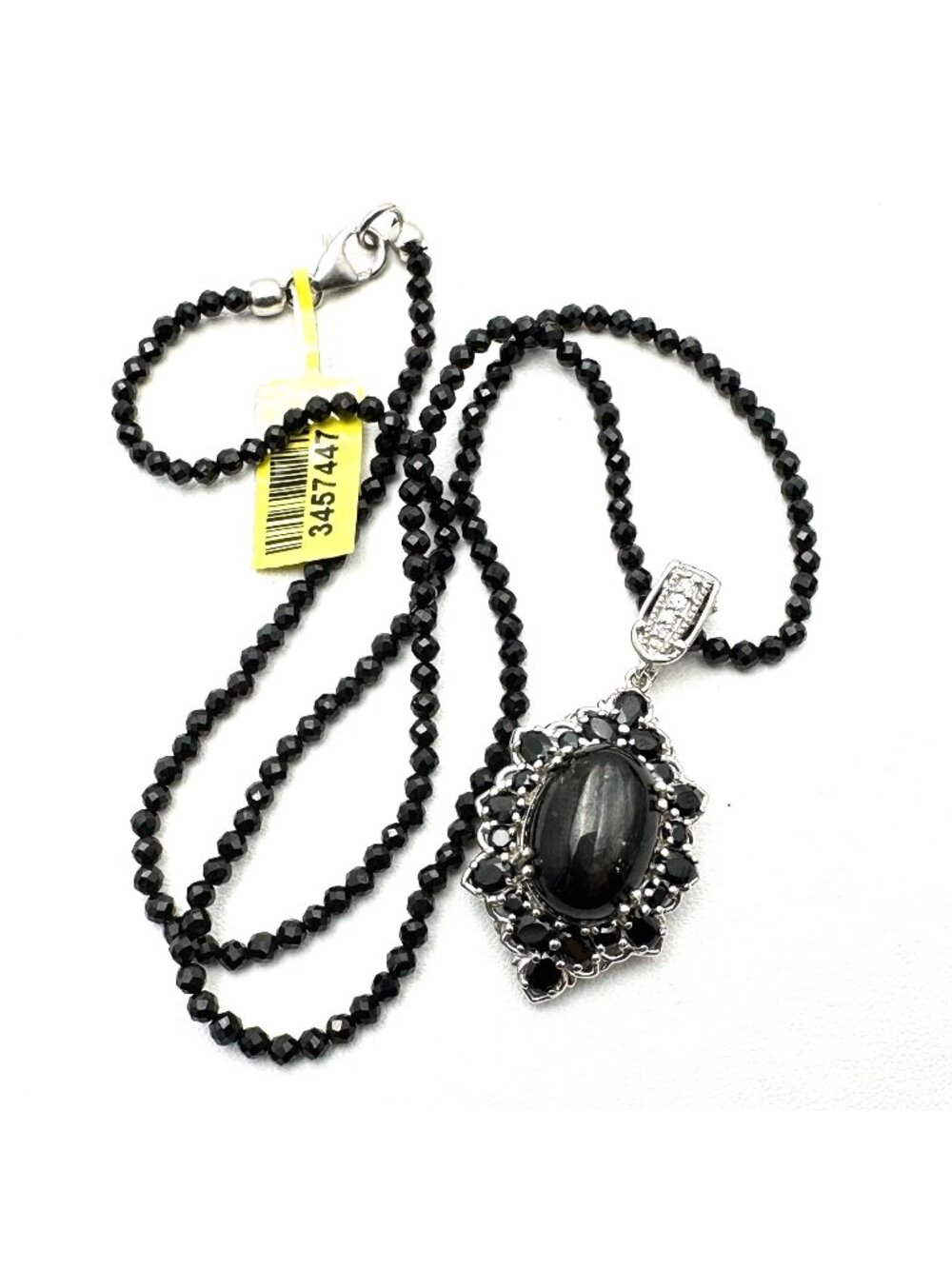 D Joy Black Spinel Sterling Silver Pendant Necklace 20 Inch